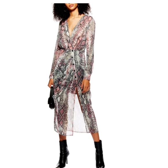 Topshop Dresses & Skirts - Topshop petite chiffon snake dress size O NWT!